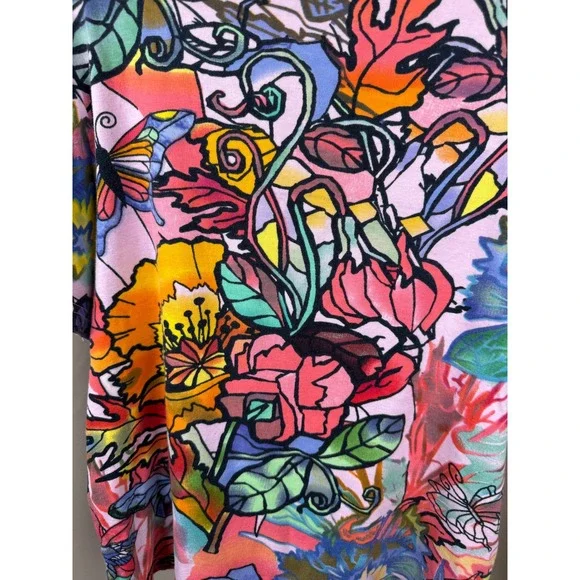Y2K Take Two Clothing Co Embellished Floral Butterfly Top XL Colorful Beaded Tee - Picture 7 of 7